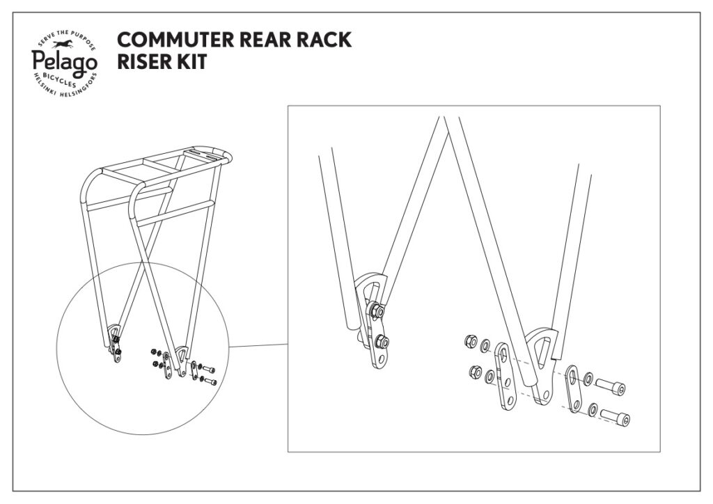 Commuter Rear Rack Riser Kit - Pelago Bicycles