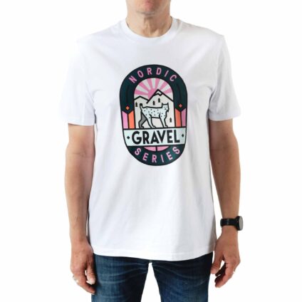 Pelago Nordic Gravel Series 2026 official T-shirt with Blue Crest logo