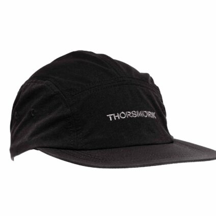 Pelago black five panel cap with Thorsmörk logo
