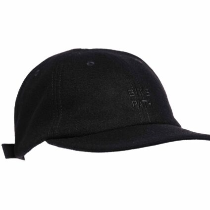 Pelago Bicycles black woolen baseball cap with embroided Bike Path logo